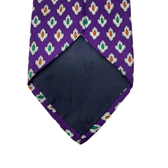 BROOKS BROTHERS Makers Men's Silk Necktie Designer Purple Green Orange‎ 59" Long - Picture 6 of 6